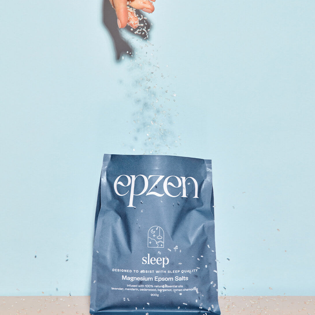 Epzen Magnesium Bath Crystals Sleep 900g — official EPZEN product-in-use lifestyle image