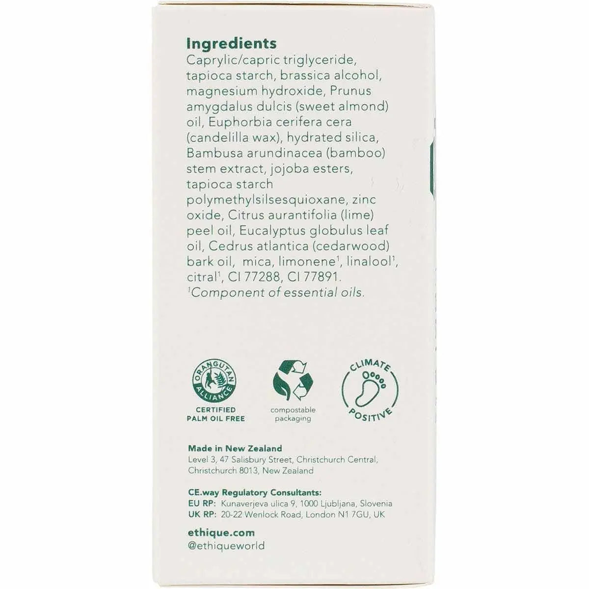 Ethique Deodorant Stick Ethique Botanica Solid Deodorant Stick - Rustic Lime & Eucalyptus Deodorant Stick (70g)