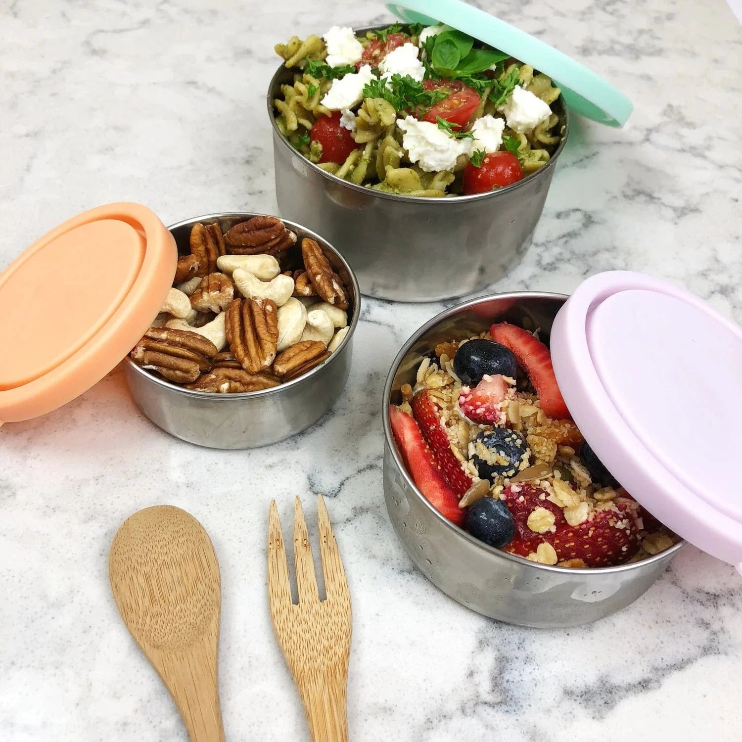 Ever Eco Home & Garden Ever Eco Stainless Steel Round Nesting Containers Leak Resistant 3pk