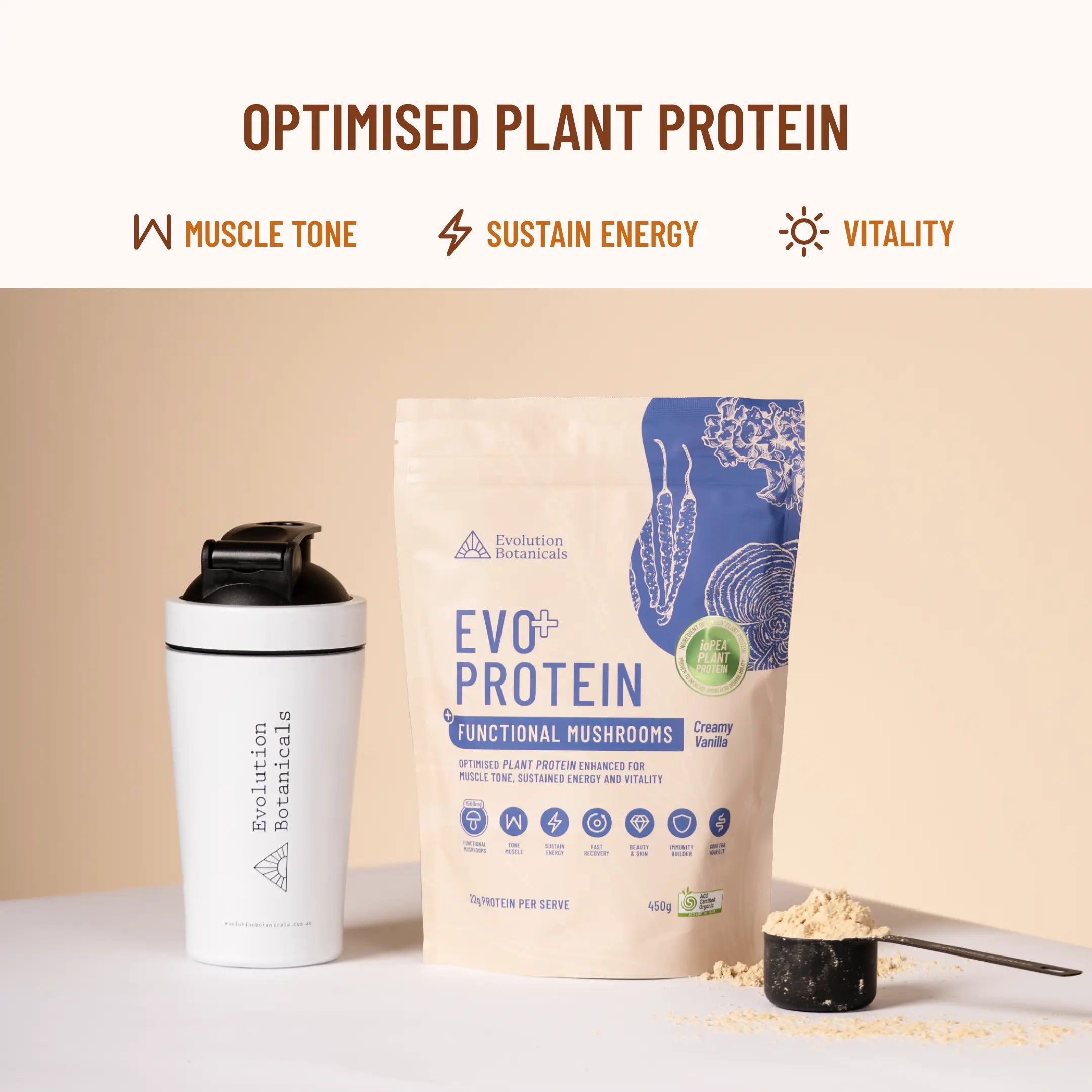 Evolution Botanicals EVO Protein Beautifully Active Blend Creamy Vanilla 450g