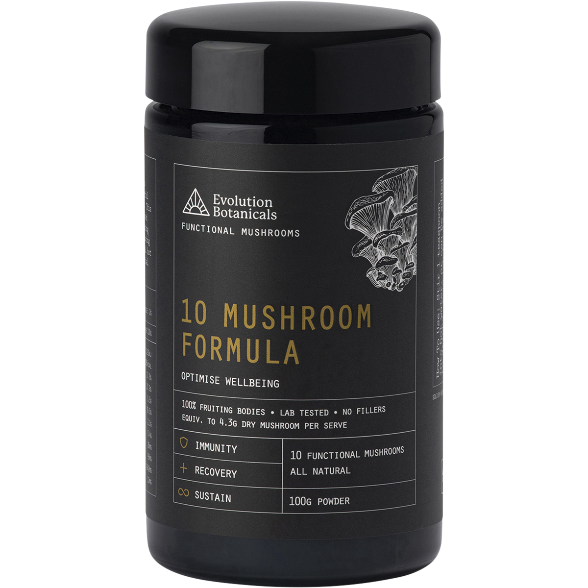Evolution Botanicals 10 Mushroom Formula 100g jar product image