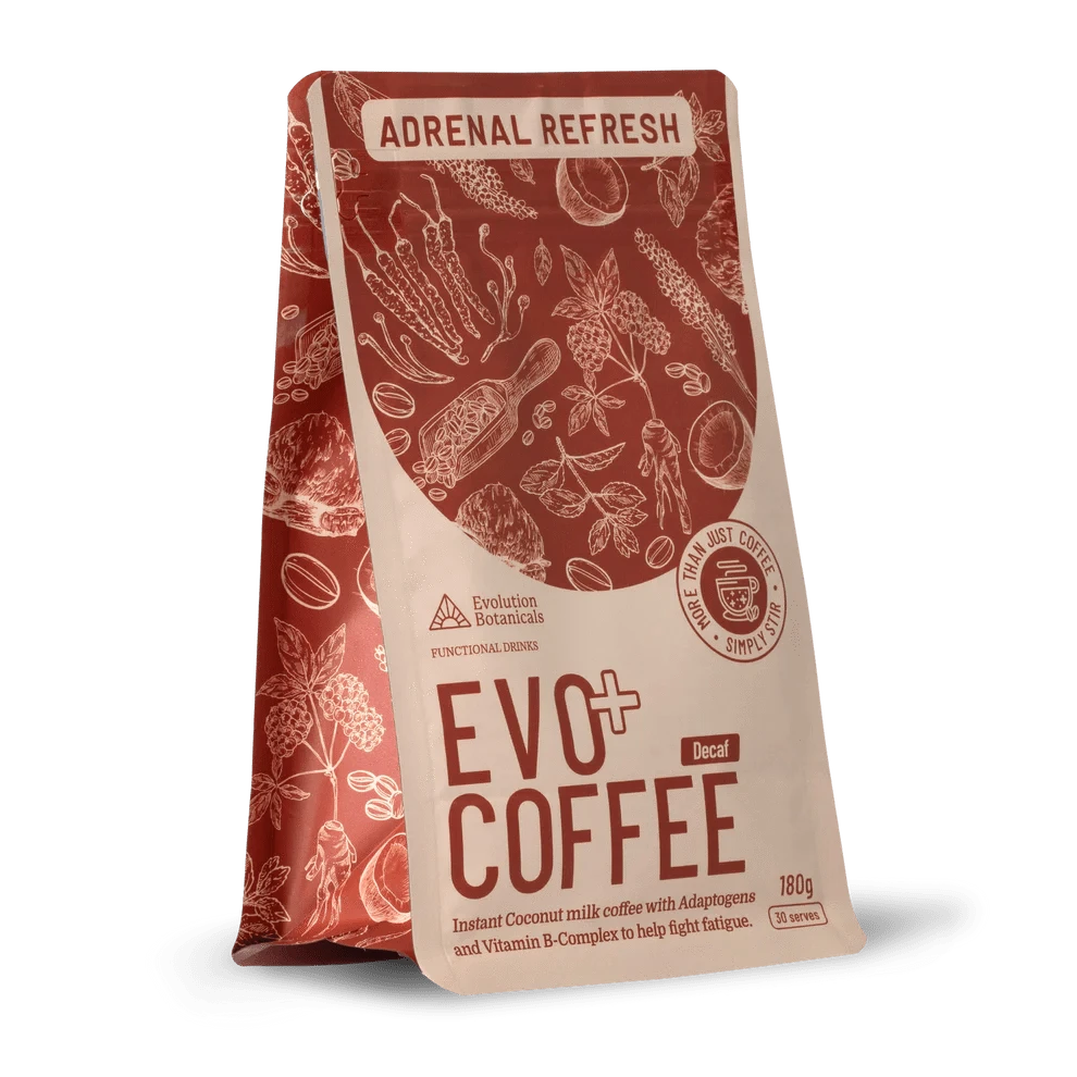Evolution Botanicals Functional Foods 180g Resealable Pouch Evolution Botanicals EVO+ Coffee Decaf Adrenal Refresh 180g