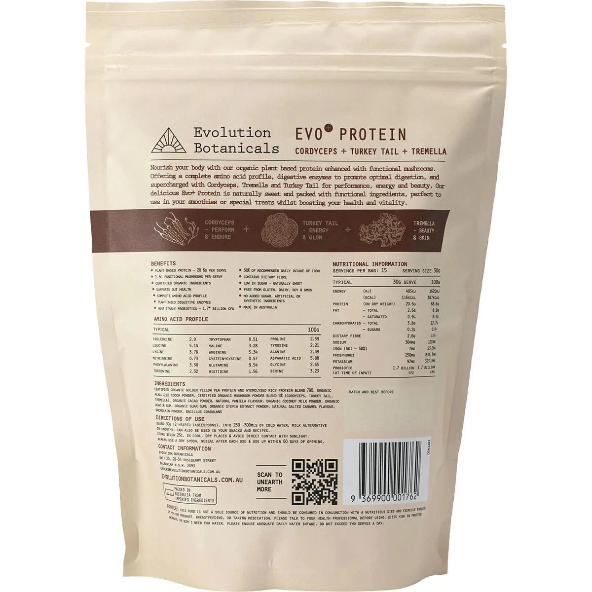 Evolution Botanicals Health & Beauty Evolution Botanicals EVO Protein Forever Sustain Blend Smooth Chocolate 450g