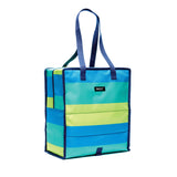 Packit Freezable Grocery Tote Bag Stripe Blue