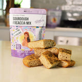 Sourdough Mumma Gluten Free Focaccia Mix 277g — product with finished focaccia lifestyle image