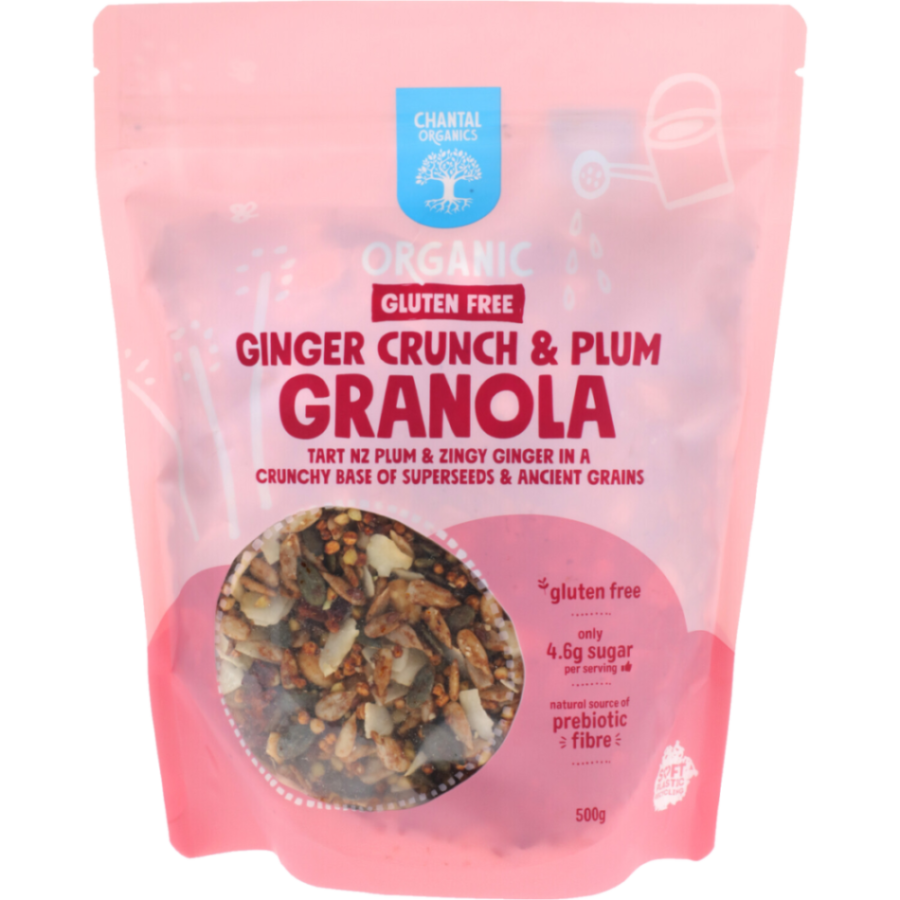 (CLEARANCE!) Chantal Organics Gluten Free Ginger Crunch & Plum Granola 500g