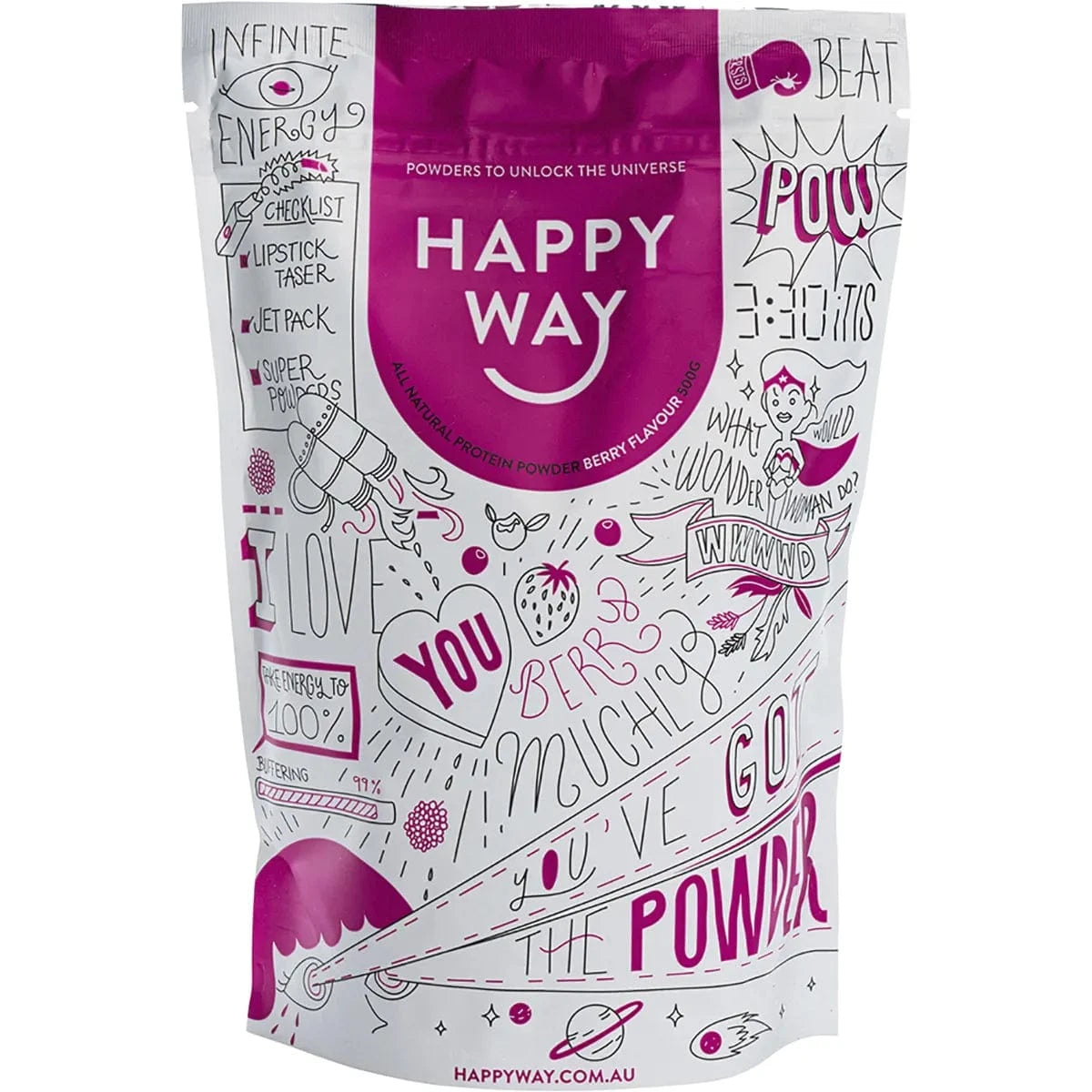 Happy Way Protein Powder 500g Happy Way Whey Protein Powder Berry
