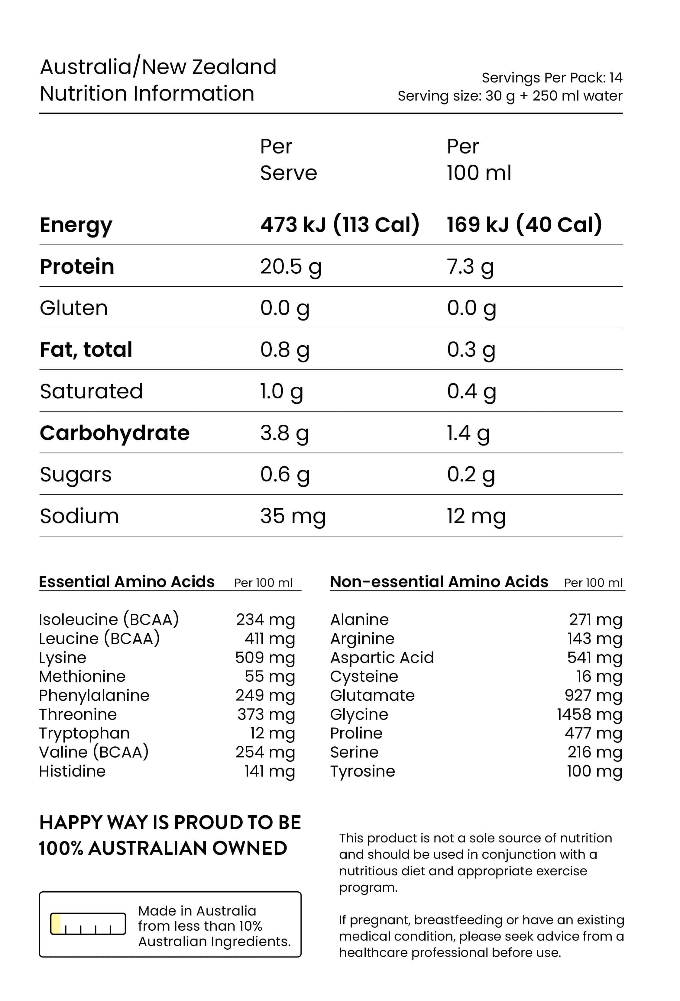 Happy Way Protein Powder Happy Way Ashy Bines Vegan Protein Water Passionfruit 420g