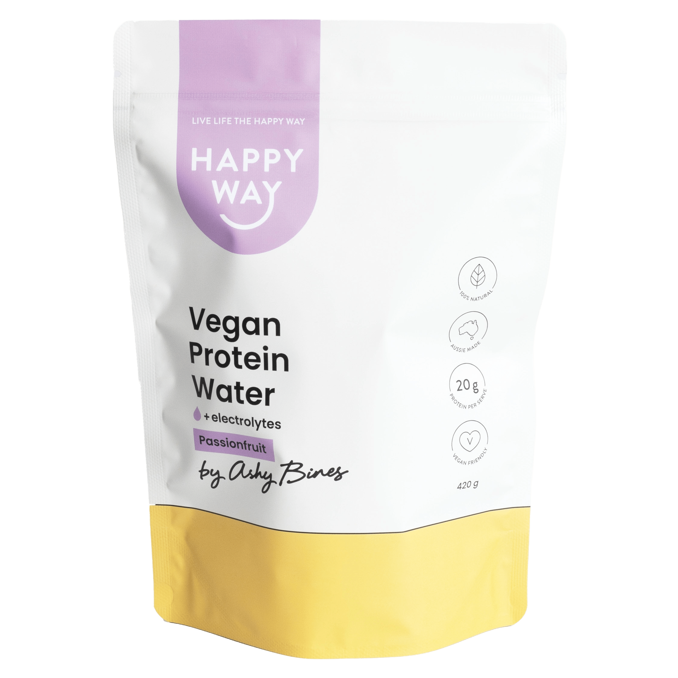 Happy Way Protein Powder Happy Way Ashy Bines Vegan Protein Water Passionfruit 420g