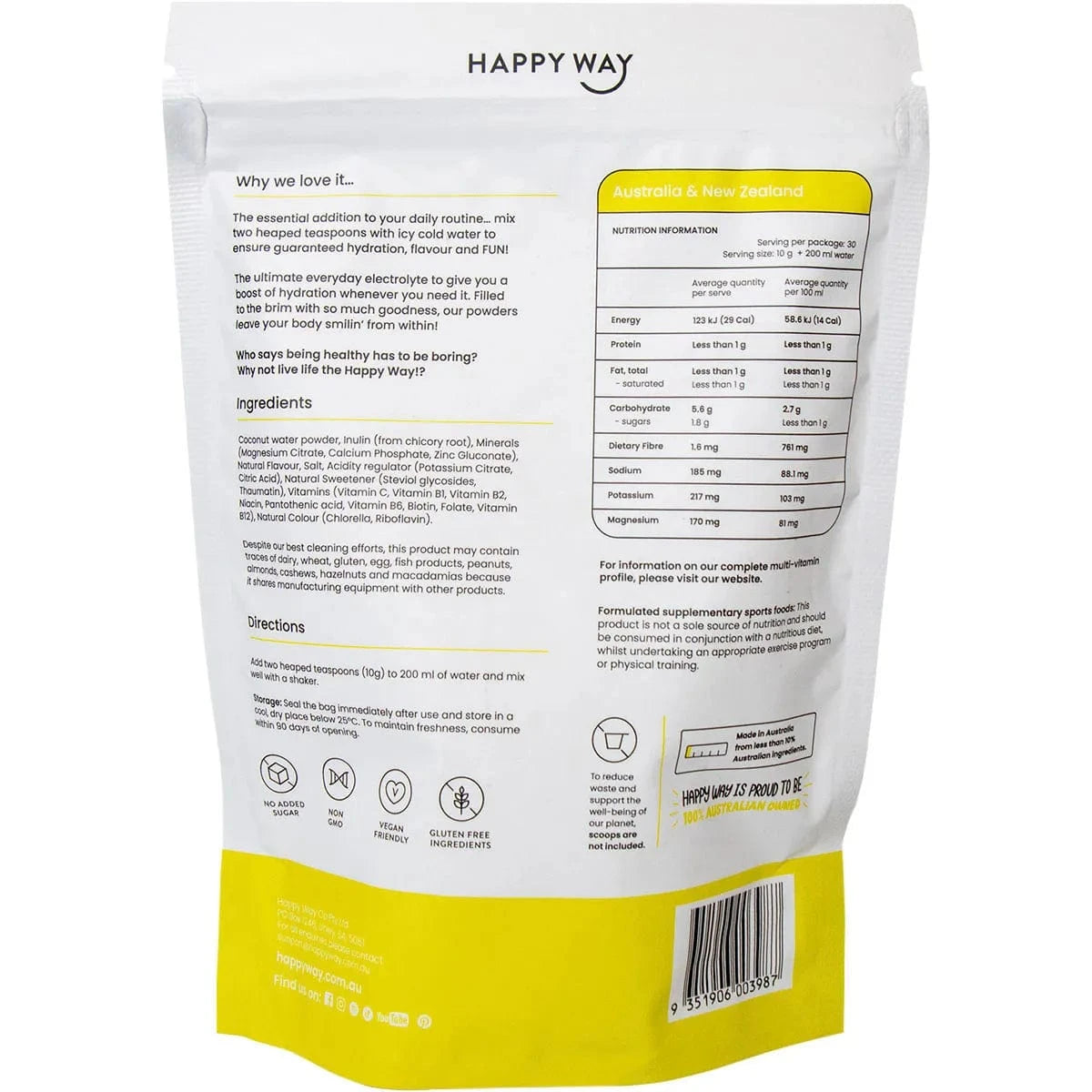 Happy Way Protein Powder Happy Way Electrolyte Powder Lemon Lime 300g