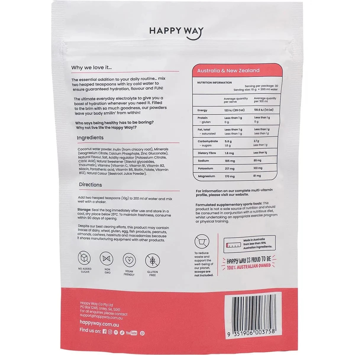 Happy Way Protein Powder Happy Way Electrolyte Powder Watermelon 300g