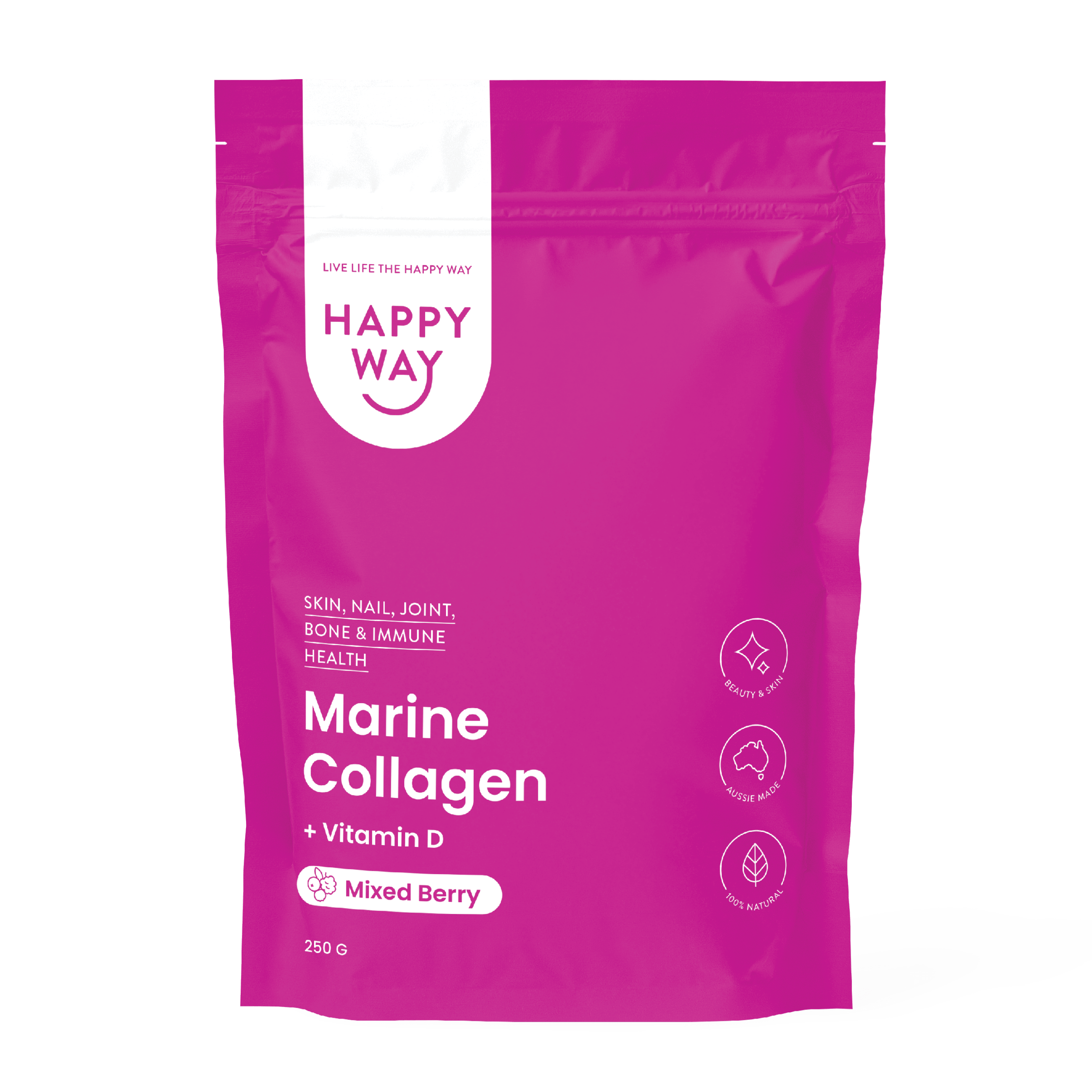 Happy Way Protein Powder Happy Way Marine Collagen + Vitamin D Mixed Berry 250g