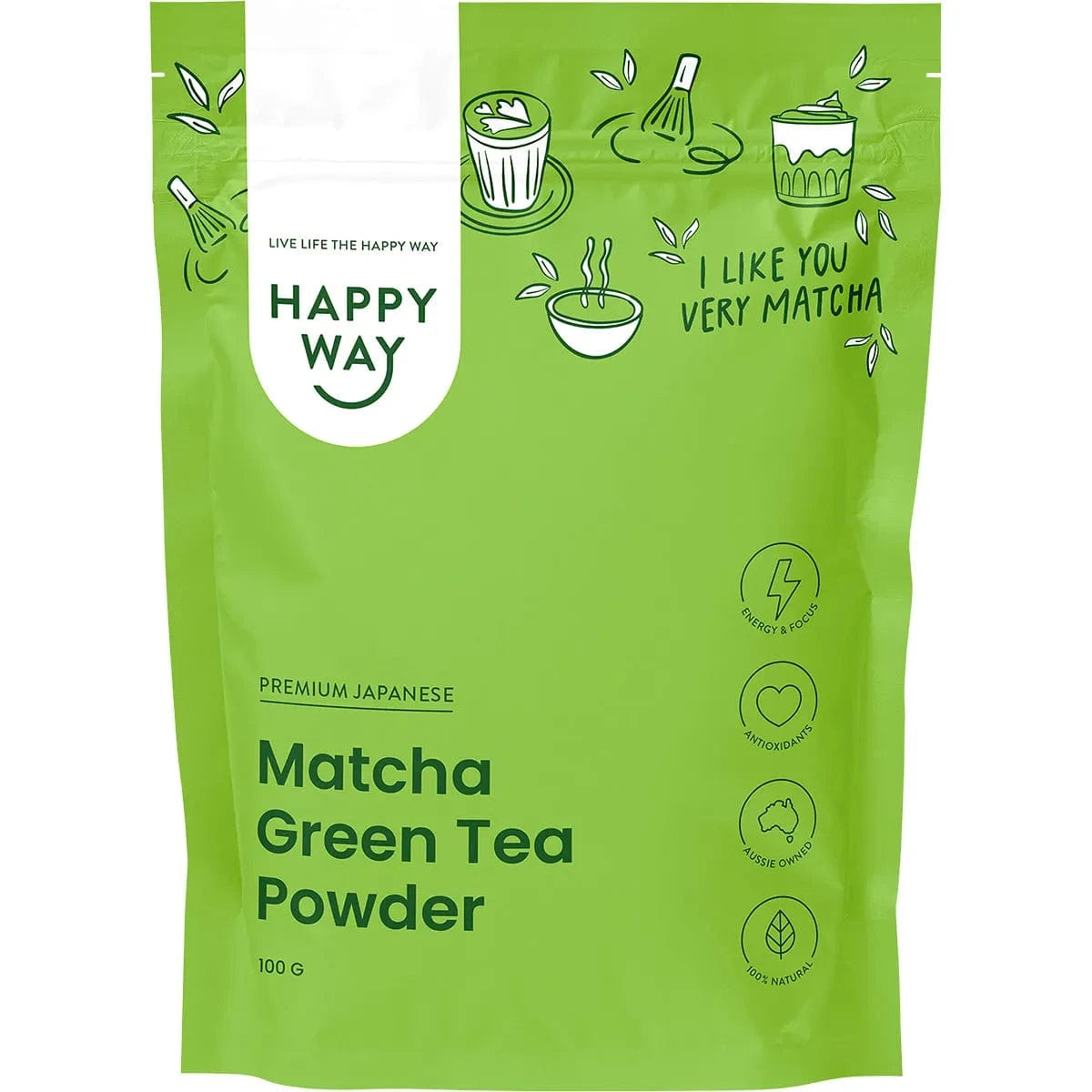 Happy Way Protein Powder Happy Way Matcha Green Tea Powder 100g