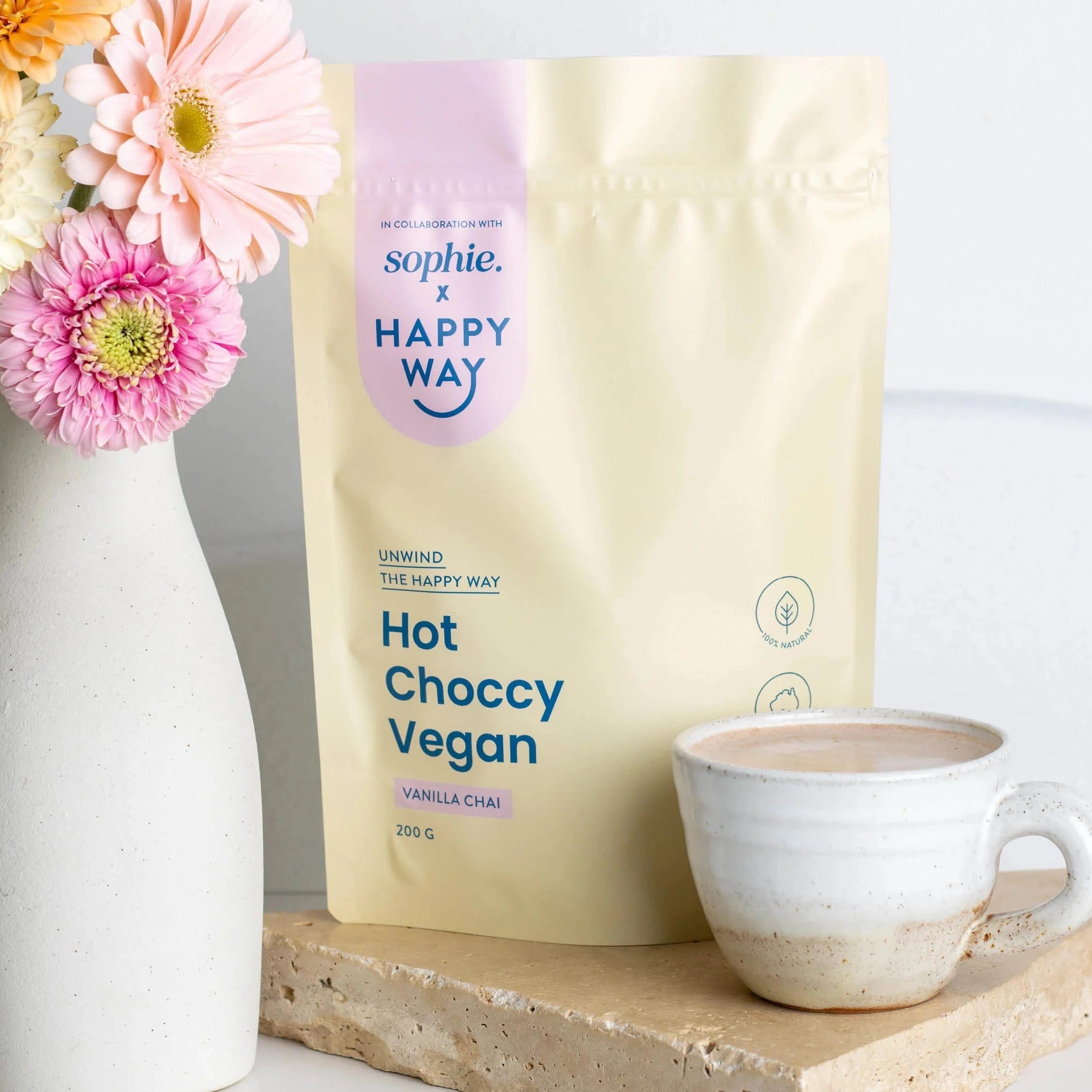 Happy Way Protein Powder Happy Way Sophie's Hot Choccy Vegan Vanilla Chai 200g