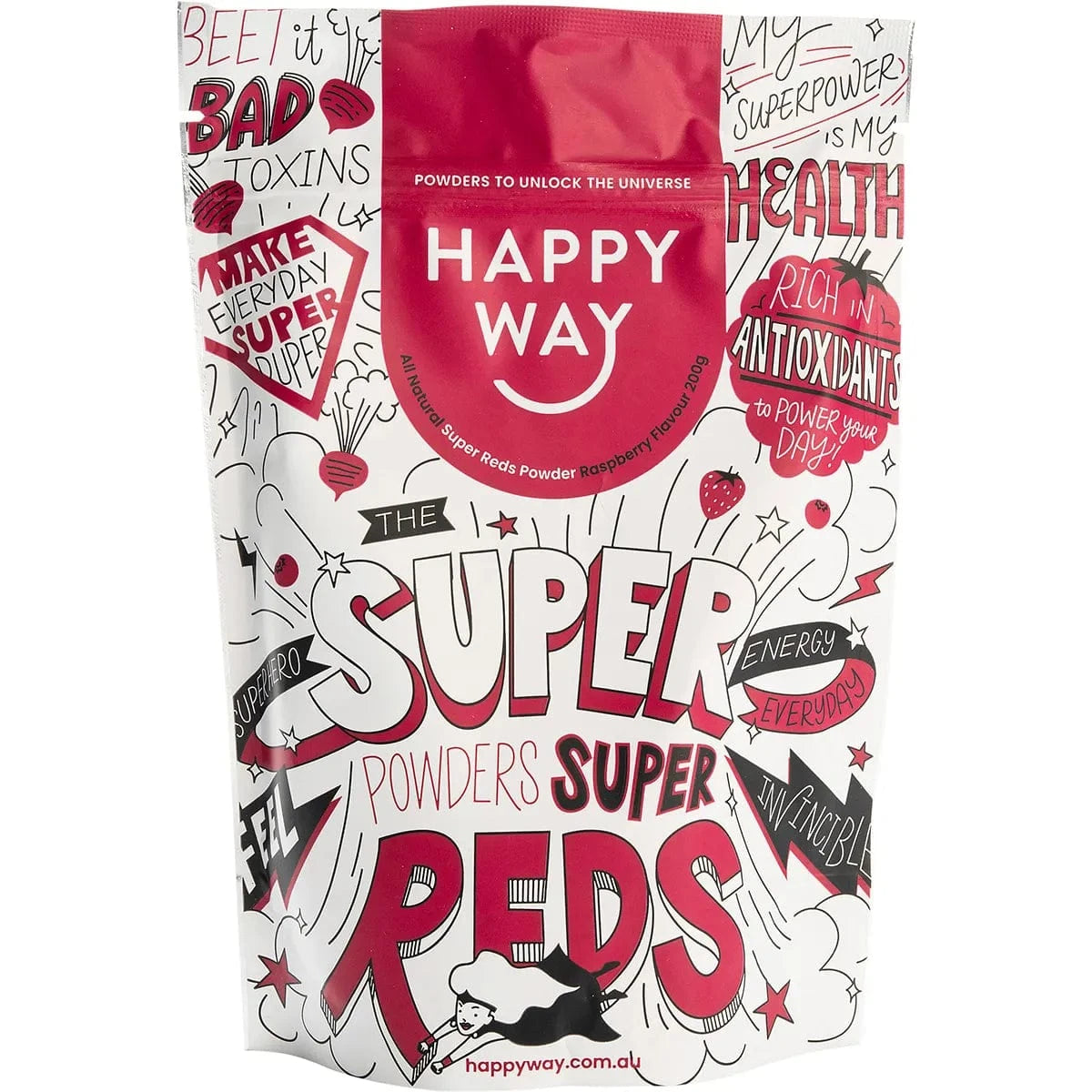 Happy Way Protein Powder Happy Way Super Reds Powder Raspberry 200g