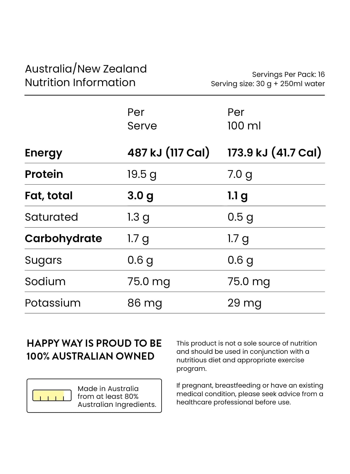 Happy Way Protein Powder Happy Way Vegan Protein Powder Double Choc Chip 500g