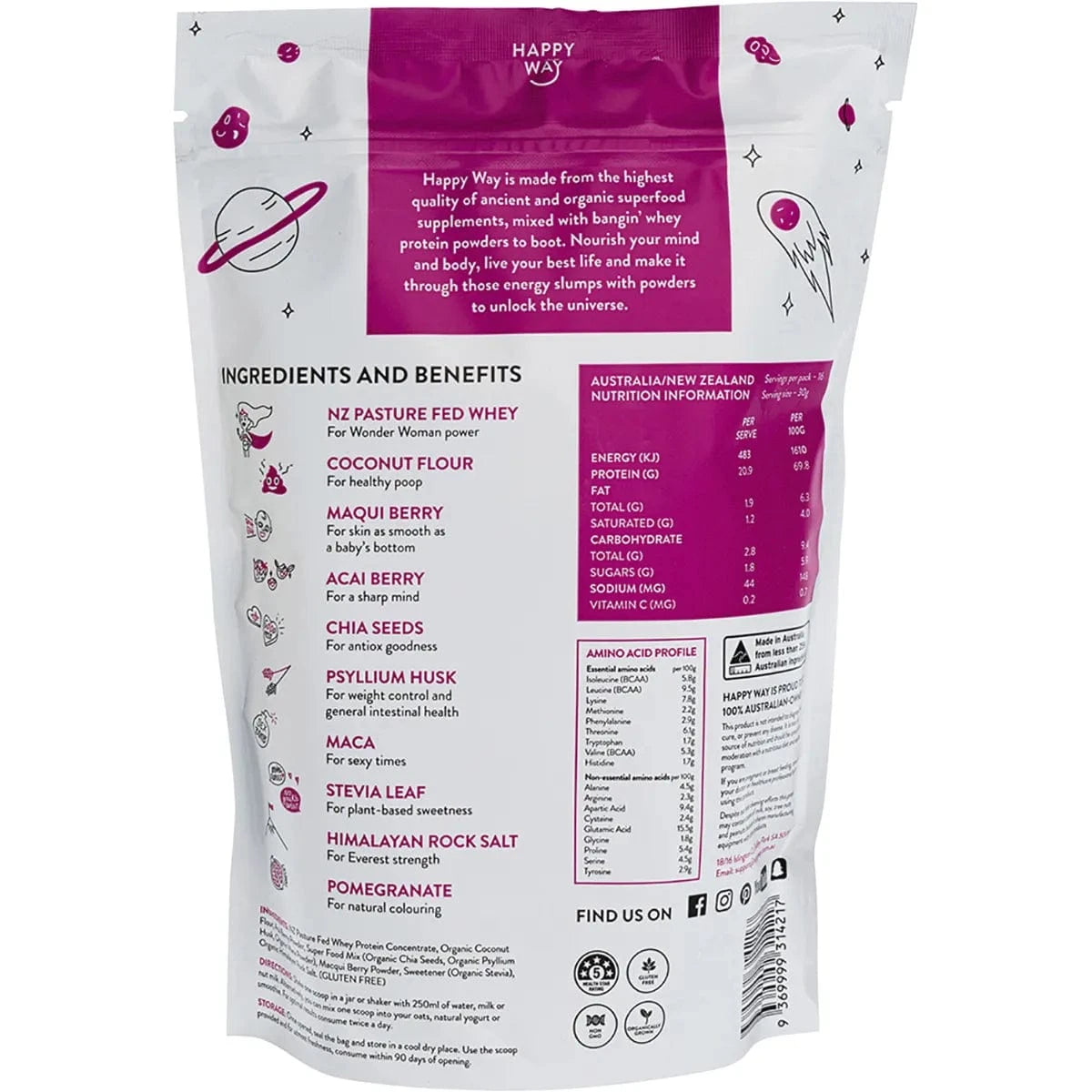 Happy Way Protein Powder Happy Way Whey Protein Powder Berry