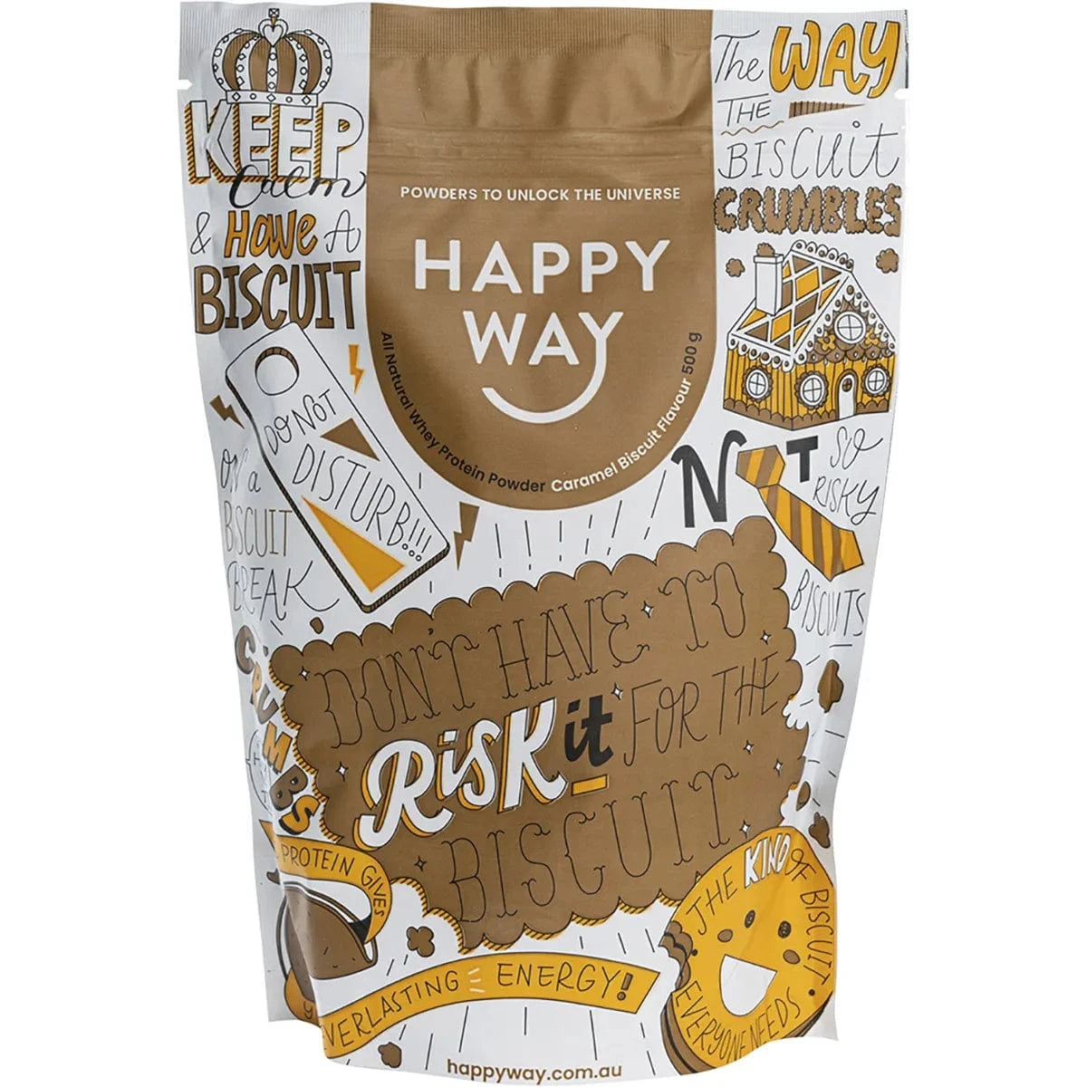 Happy Way Protein Powder Happy Way Whey Protein Powder Caramel Biscuit 500g