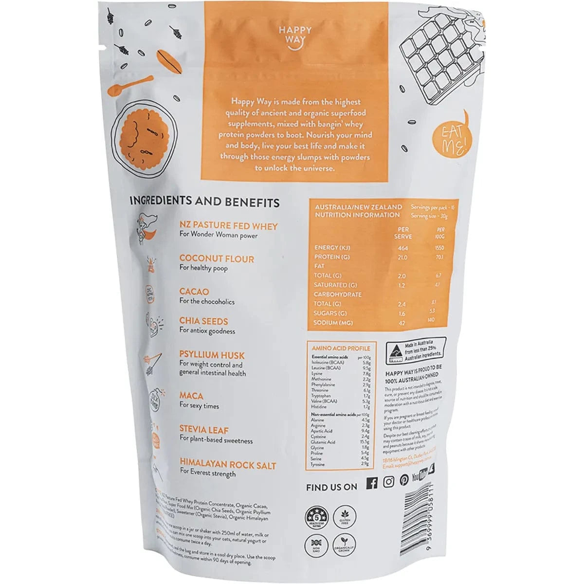 Happy Way Protein Powder Happy Way Whey Protein Powder Chocolate