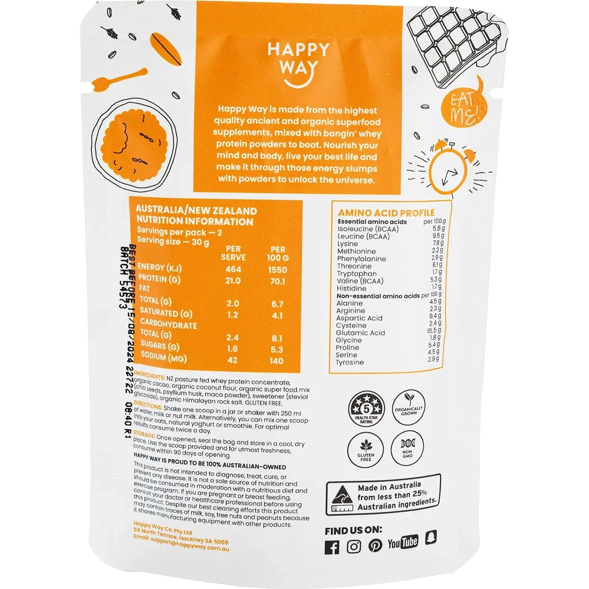 Happy Way Protein Powder Happy Way Whey Protein Powder Chocolate