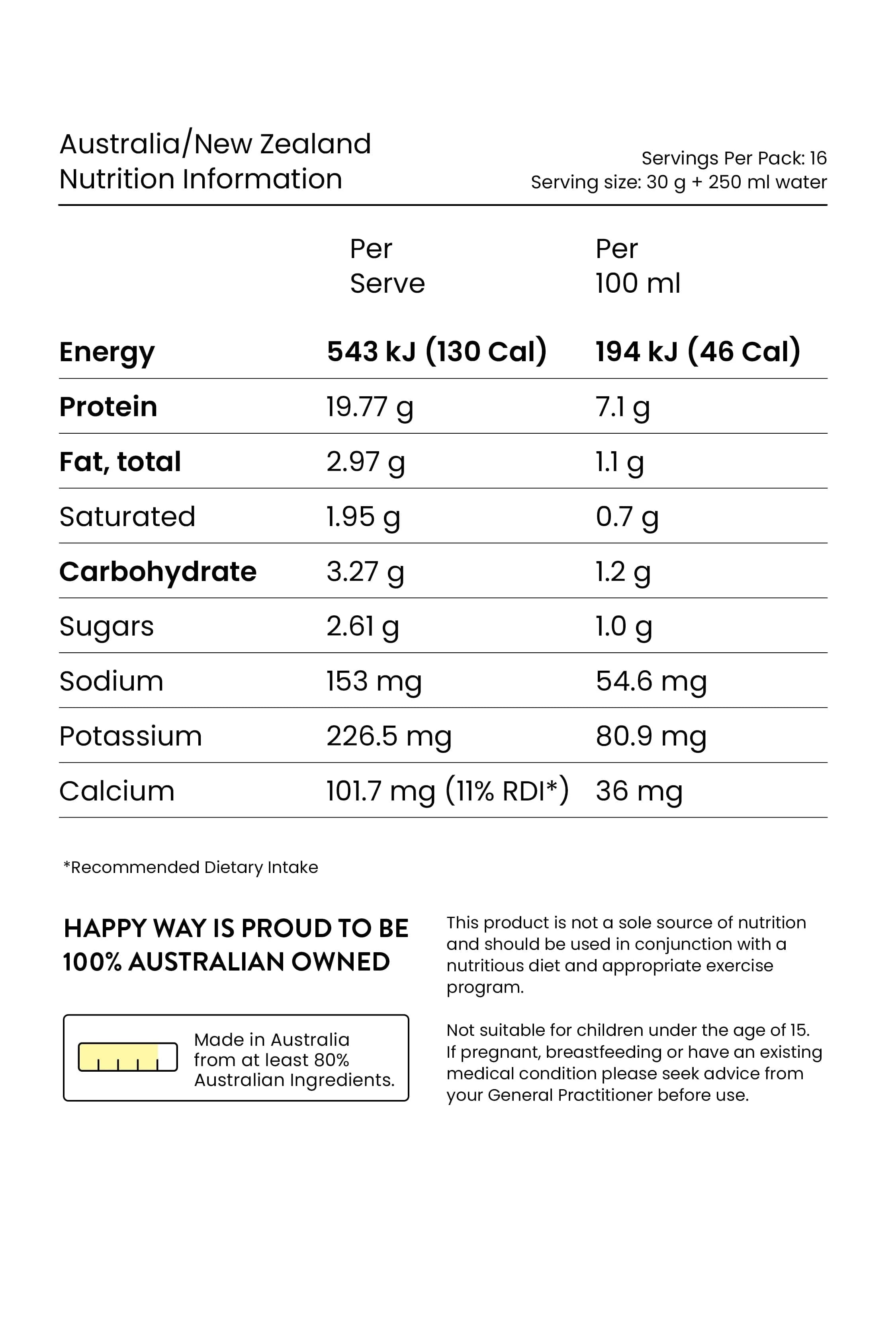 Happy Way Protein Powder Happy Way Whey Protein Powder Double Choc Chip 500g