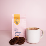 Happy Way Sleep Tight Hot Choccy Whey 200g with prepared hot chocolate