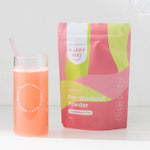 Happy Way Strawberry Kiwi Pre-Workout Powder 250g with prepared drink