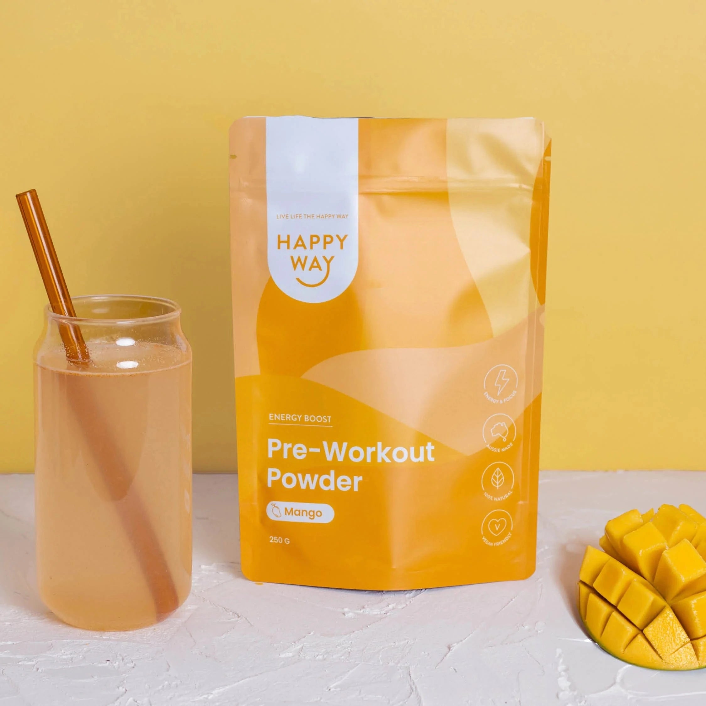 Happy Way Supplements Happy Way Pre-Workout Powder Mango 250g