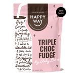Happy Way Ashy Bines Triple Choc Fudge Whey Protein Powder 500g front pack