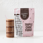 Happy Way Ashy Bines Triple Choc Fudge Whey Protein Powder 500g prepared serving