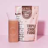 Happy Way Ashy Bines Triple Choc Fudge Whey Protein Powder 500g product lifestyle image