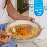 Happy Way Vanilla Whey Protein Quick Oats 700g product-visible breakfast lifestyle image