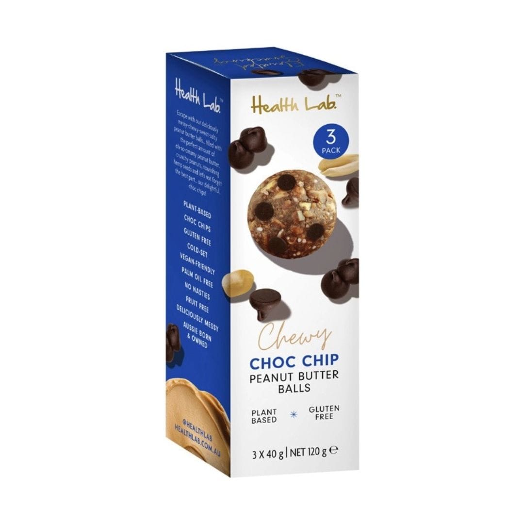 Health Lab Snack Foods Health Lab Gluten Free Chewy Choc Chip Protein Ball 3x40g 120g