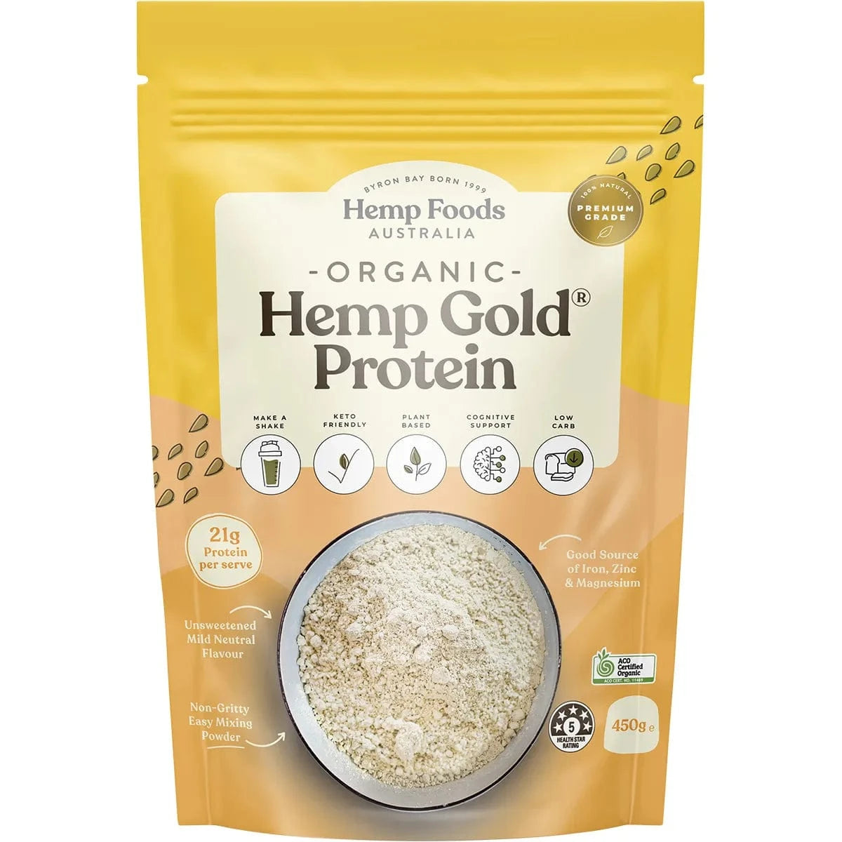 Hemp Foods Australia Protein Powder 450g Hemp Foods Australia Organic Hemp Gold Protein