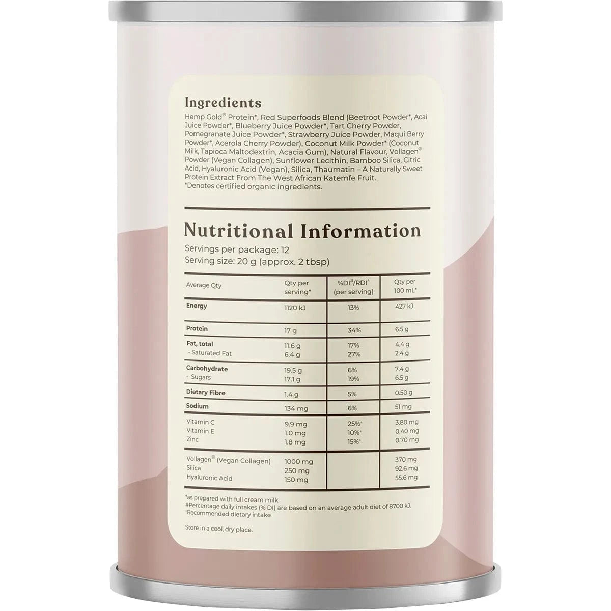 Hemp Foods Australia Protein Powder Hemp Foods Australia Plant Based Collagen+ Berry 240g