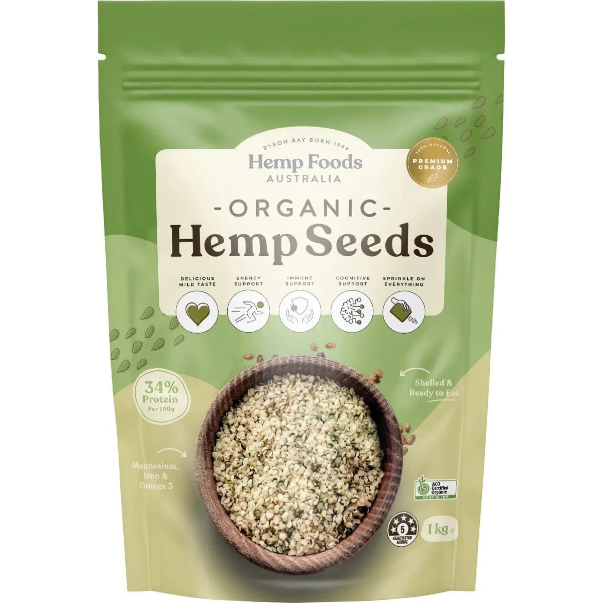 Hemp Foods Australia Vitamins & Supplements 1kg Hemp Foods Australia Organic Hemp Seeds Hulled