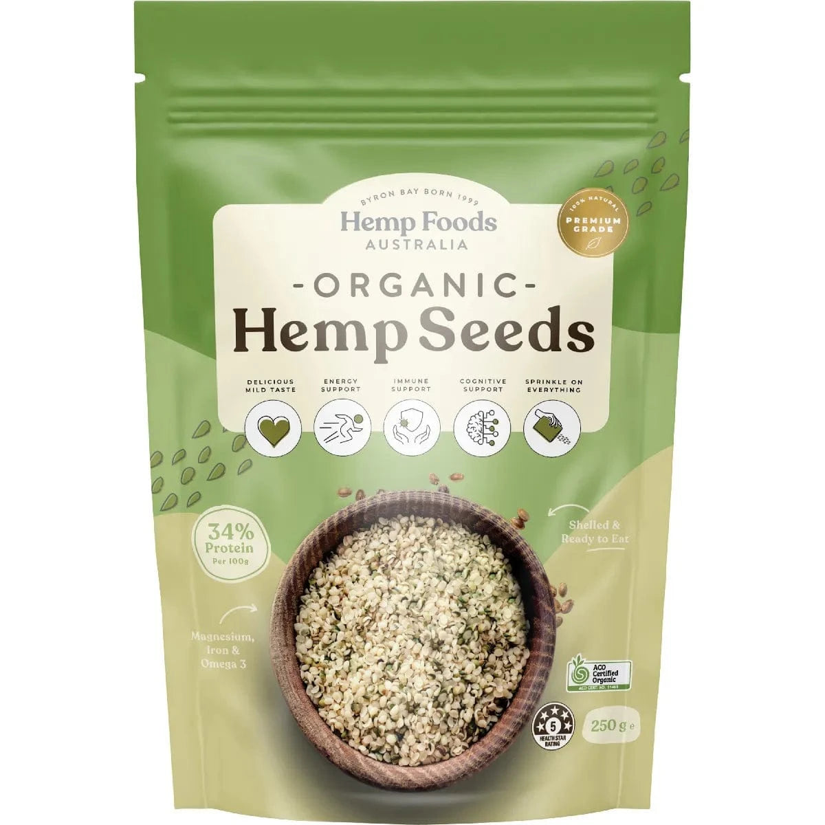 Hemp Foods Australia Vitamins & Supplements 250g Hemp Foods Australia Organic Hemp Seeds Hulled