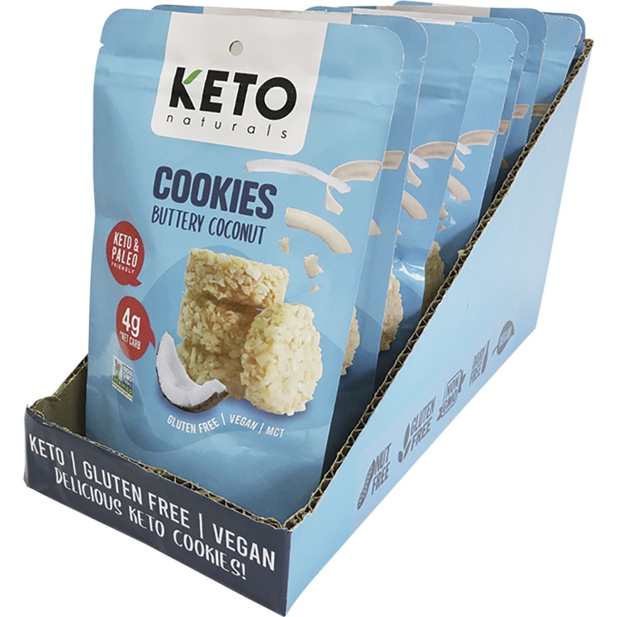 Keto Naturals Snack Foods Buttery Coconut Keto Naturals Cookies - 8 x 64g