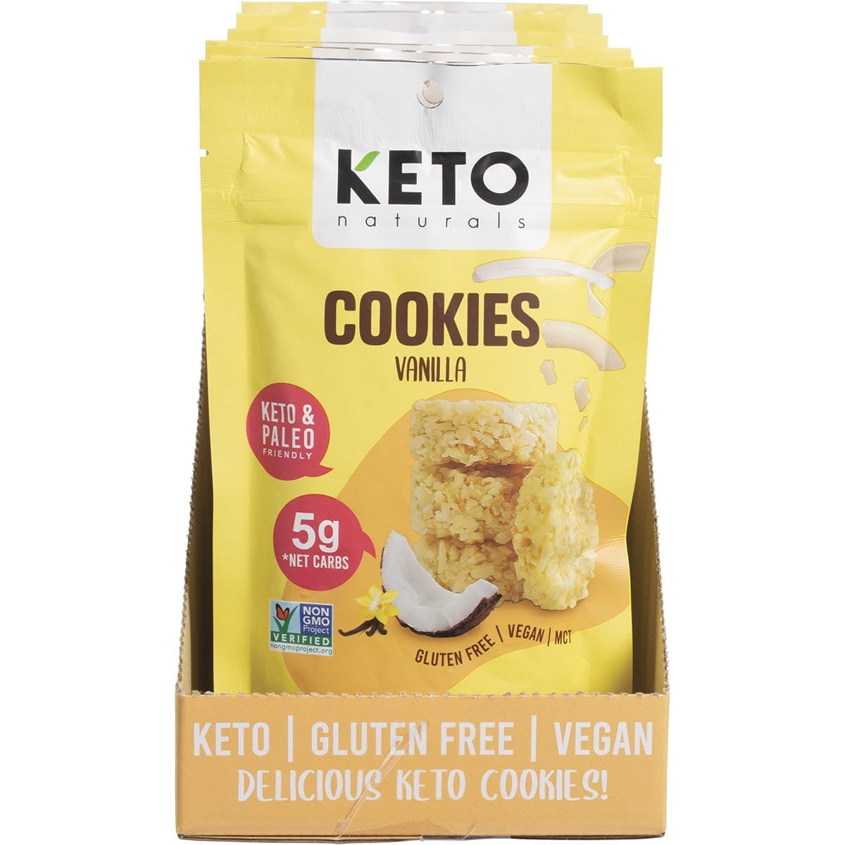 Keto Naturals Snack Foods Vanilla Keto Naturals Cookies - 8 x 64g