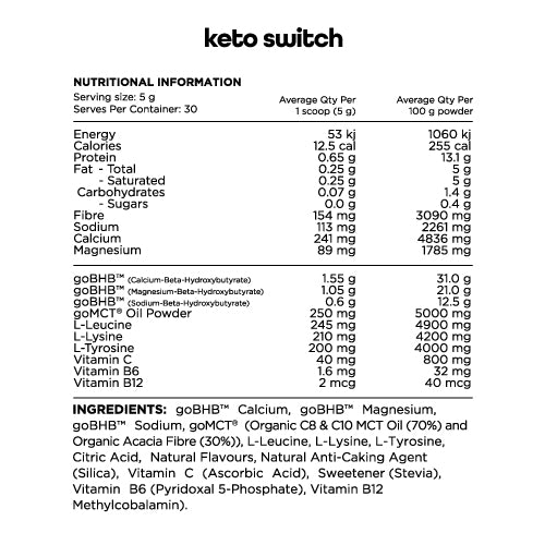 FLASH SALE Switch Nutrition Keto BHB Ketogenic Performance Fuel Raspberry 150g