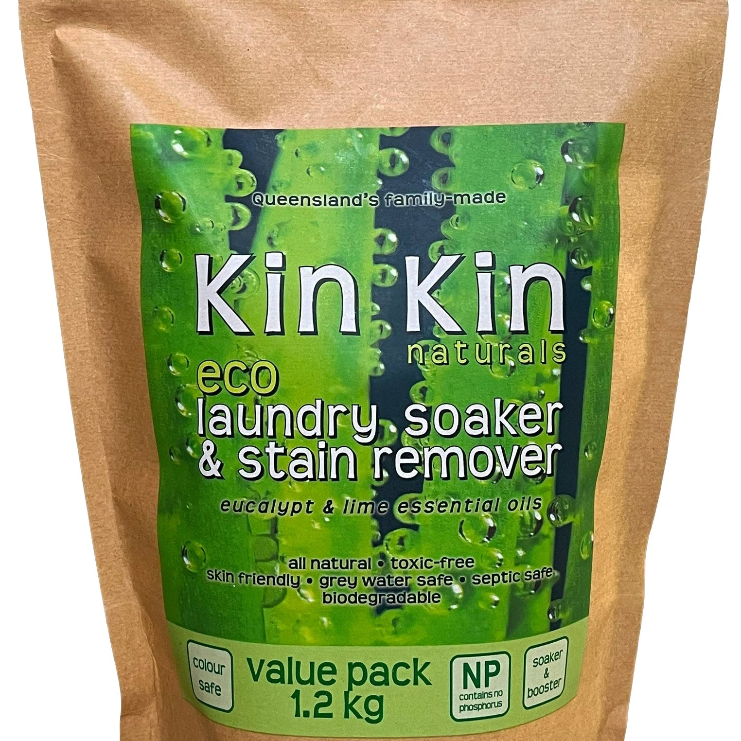 Kin Kin Naturals Laundry Soaker & Stain Remover Lime & Eucalypt 1.2kg — exact barcode 9370510501504 front image