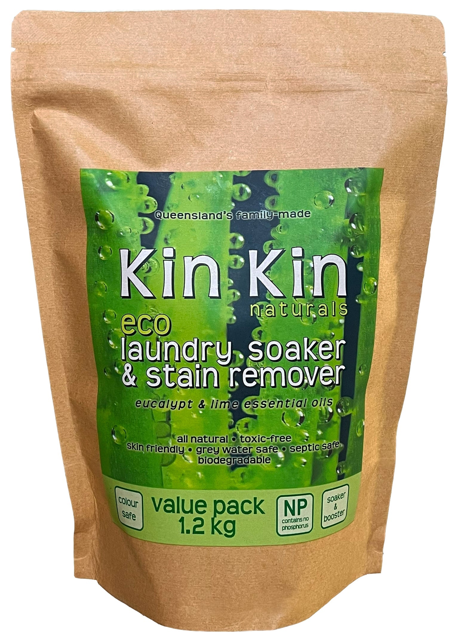 Kin Kin Naturals Laundry Soaker & Stain Remover Lime & Eucalypt 1.2kg — exact barcode 9370510501504 front image