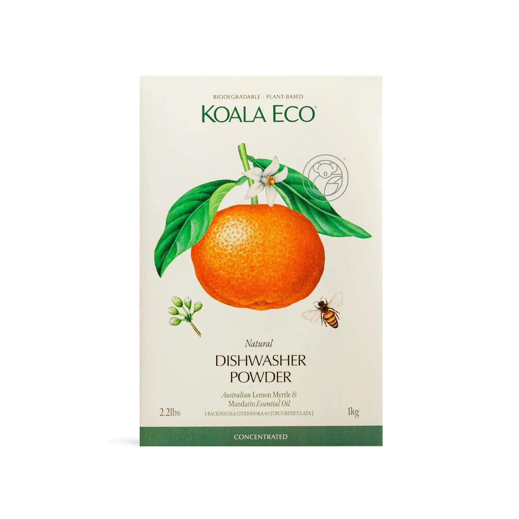 Koala Eco Household Cleaning Supplies Koala Eco Dishwasher Powder Lemon Myrtle & Mandarin 1kg