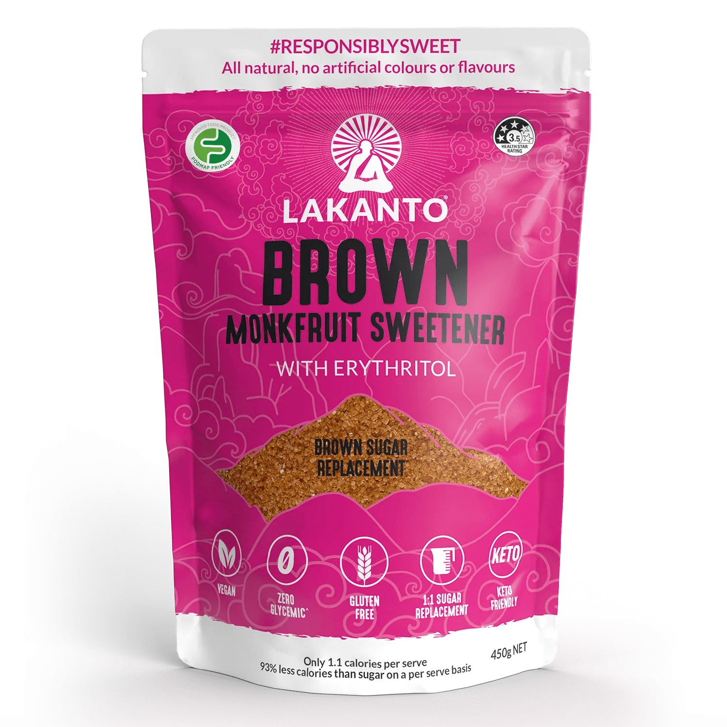 Lakanto Monk Fruit Sweetener 450g Lakanto Brown Monkfruit Sweetener 1:1 Brown Sugar Substitute