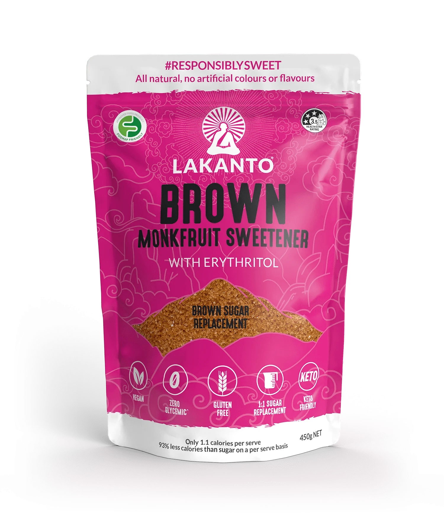 Lakanto Monk Fruit Sweetener 450g Lakanto Brown Monkfruit Sweetener 1:1 Brown Sugar Substitute