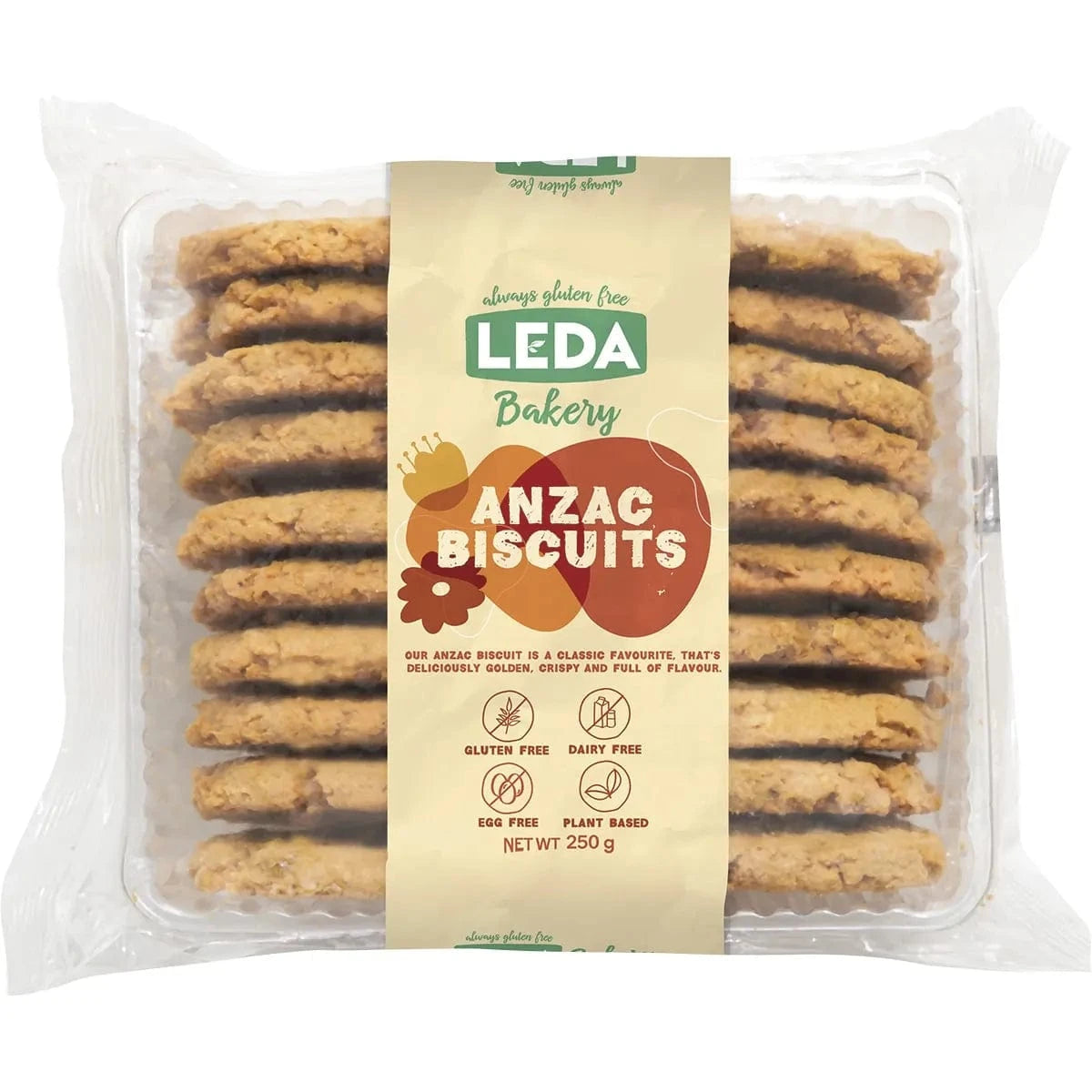 Leda Snack Foods Leda ANZAC Biscuits Bakery Range 6 x 250g