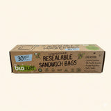 Biotuff Resealable Sandwich Bags 18x17cm 30pk — official biotuff.com.au primary packaging photo
