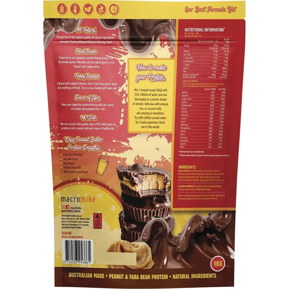 Macro Mike Protein Powder Macro Mike Peanut Plant Protein Choc Peanut Butter Cup