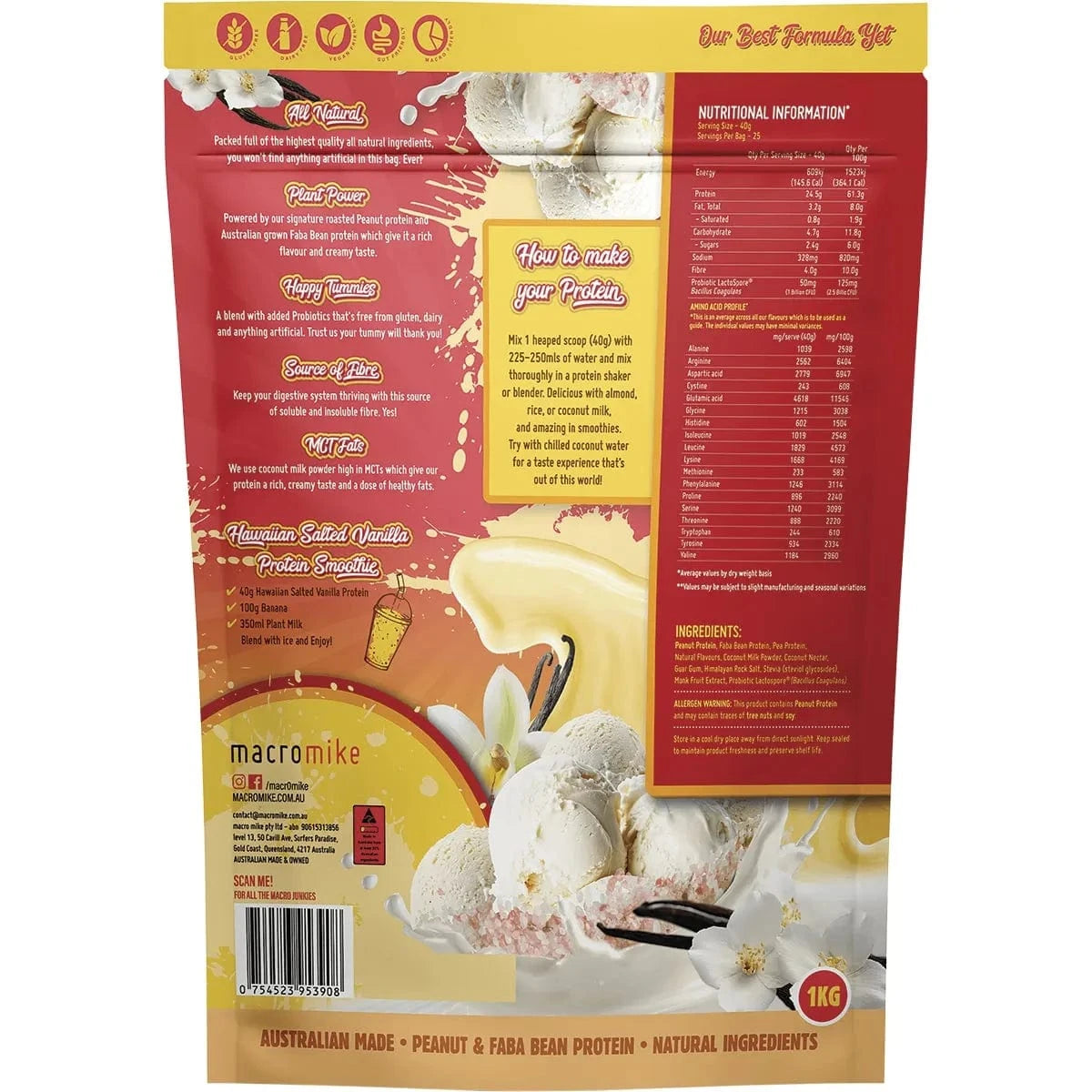 Macro Mike Protein Powder Macro Mike Peanut Plant Protein Hawaiian Salted Vanilla