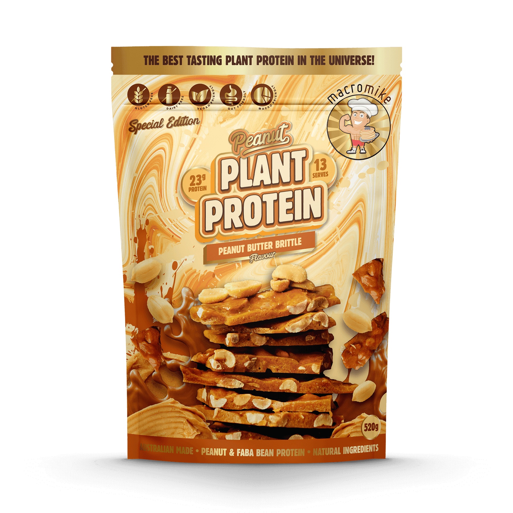 Macro Mike Protein Powder Macro Mike Peanut Plant Protein Peanut Butter Brittle 520g
